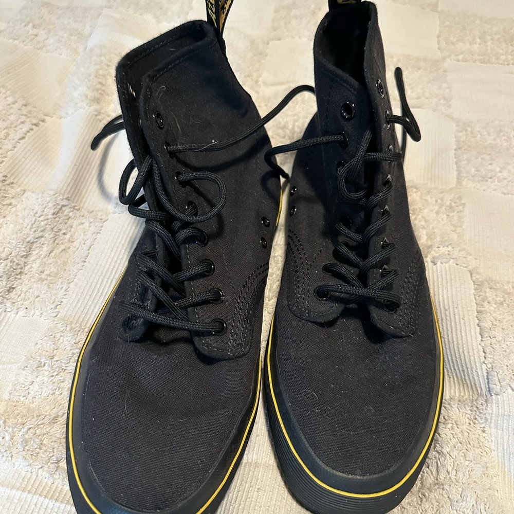 Dr. Martens Black Canvas Sneakers with Yellow Trim